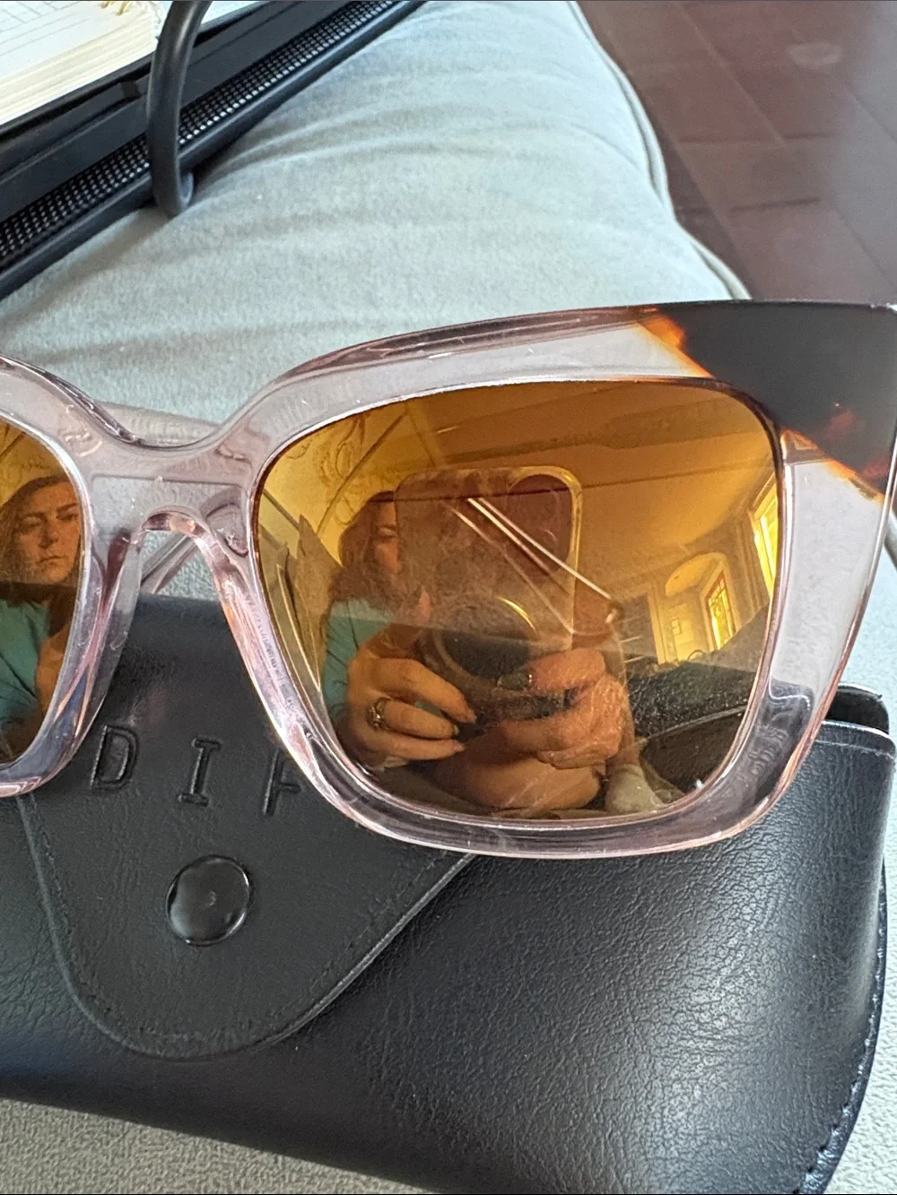 Diff Eyewear Lizzy Pink Tortoise Cat-Eye Sunglasses with Brown Lenses